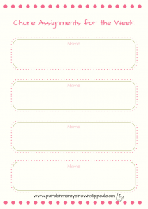Chore chart printable to get the people in your house on task with helping you out.
